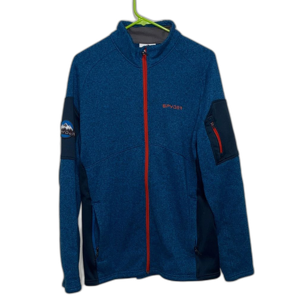 Spyder Textured Knit Fleece Jacket – Blue, Men’s L
